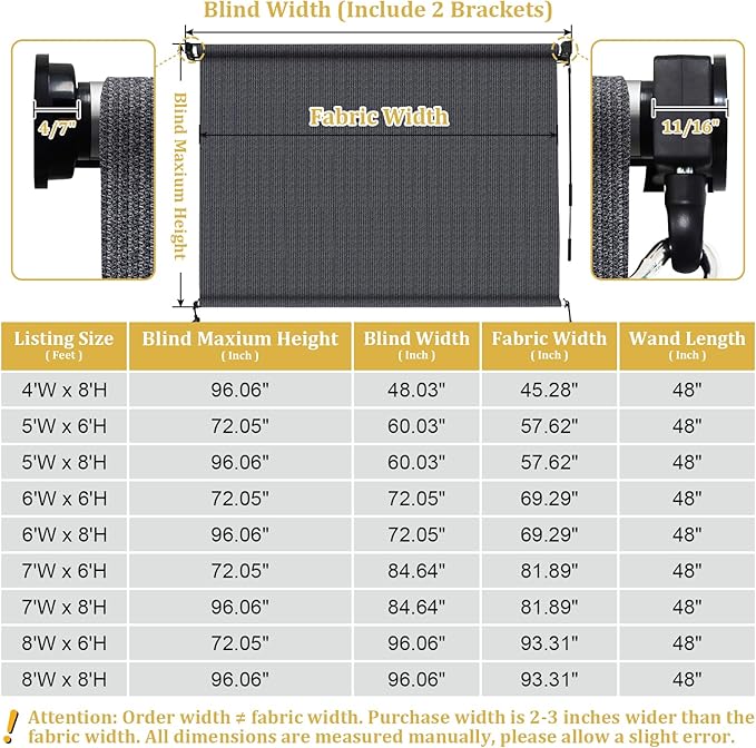 Shade&Beyond Outdoor Roller Shades 4' W x 8' H Cordless Patio Roll Up Blinds - Image 3