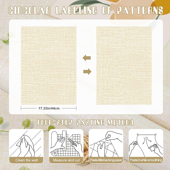 Amiya Grasscloth Cream Wallpaper Peel and Stick Beige Faux Fabric Linen Contact - Image 8
