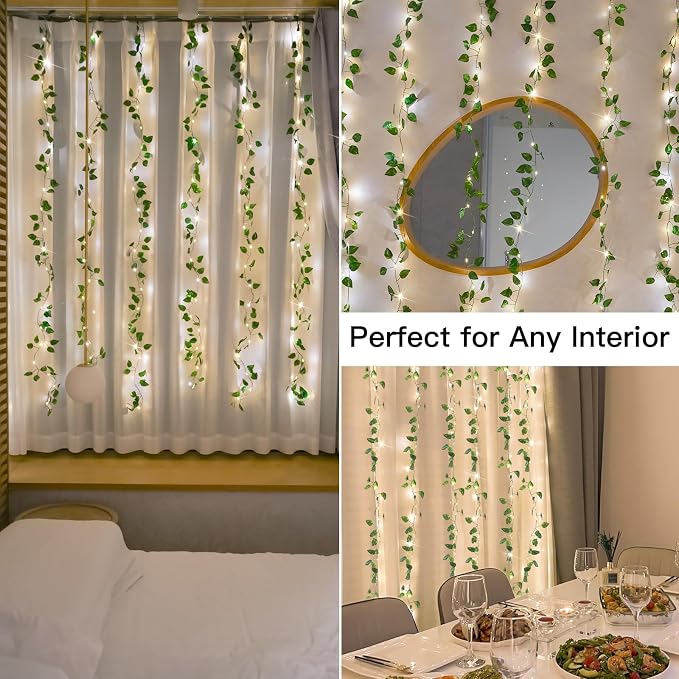 suddus Vines with Lights, 200 LED Fairy Lights with Vines, Pothos Curtain - Image 4