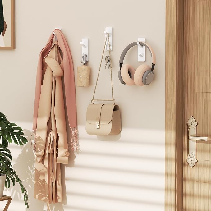 Self Adhesive Wall Hooks for Hanging: 13 LB Strong Hold, Sticky Hangers for Coat - Image 2