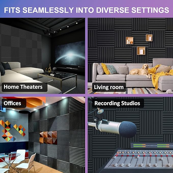 JBER 12 Pack Acoustic Foam Panels, High Desnsity Studio Soundproofing Wedges - Image 7