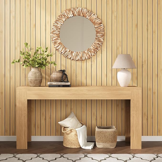VEELIKE Natural Bamboo Slat Wall Panels Peel and Stick Wood Panels - Image 2