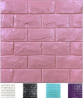30PCS 3D Wall Panels Peel and Stick Faux Brick Wallpaper Pink Self Adhesive by Yutianli