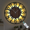 LEIKE Large Wall Clock 20'' Lighted Rustic Wood Clock by LEIKEWALLCLOCK