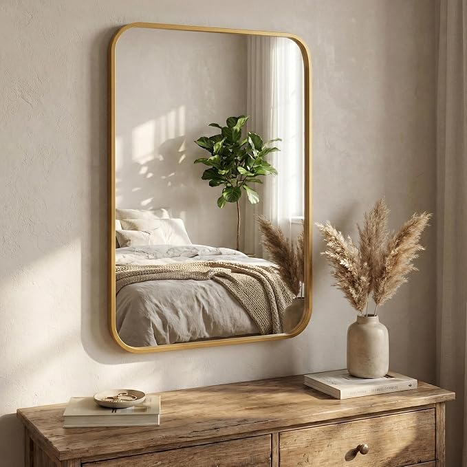 2-Pack 22x30 Inch Matte Gold Bathroom Vanity Mirrors | Flush Mount Deep Set - Image 8