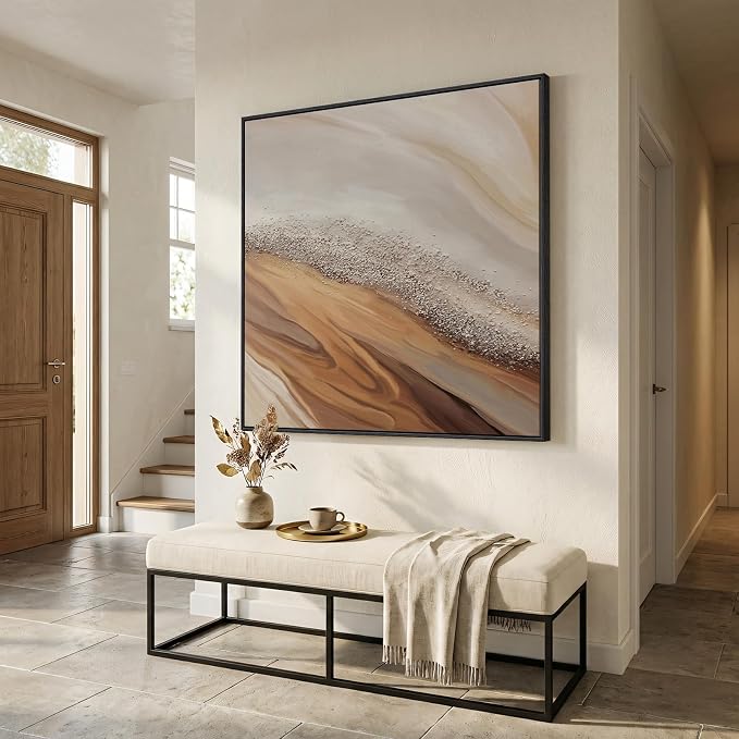 Extra Large Framed Neutral Abstract Wall Art - Image 4
