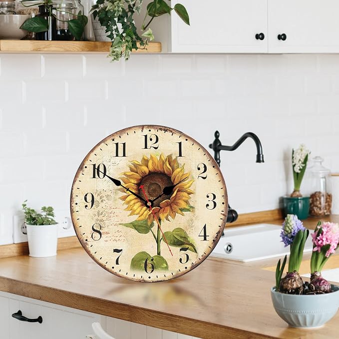 VIKMARI Sunflower Wall Clock Silent Non Ticking - Image 4