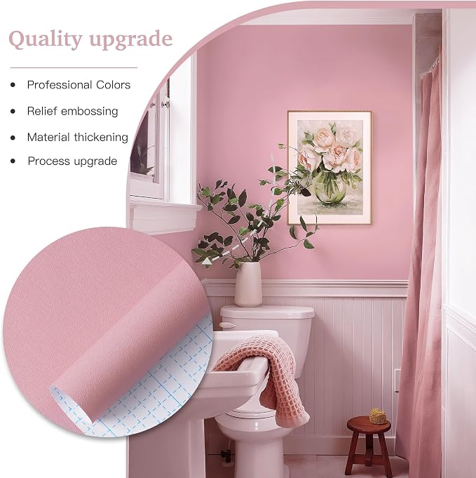 Dimoon 17.7''x177'' Peel and Stick Wallpaper Pink Contact Paper - Image 6