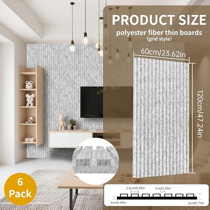 EVERECO 6 Pack Acoustic Panels Dual-Layer Thickened-47.2"x23.6"x0.72" - Image 3