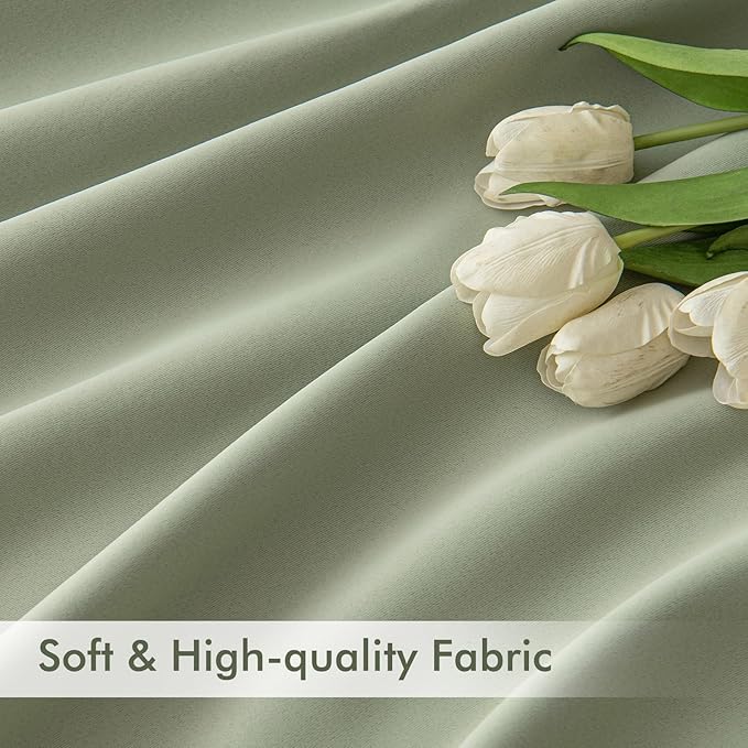 MIULEE Sage Green Back Tab Blackout Curtains 84 Inch Length 2 Panels Set - Image 6