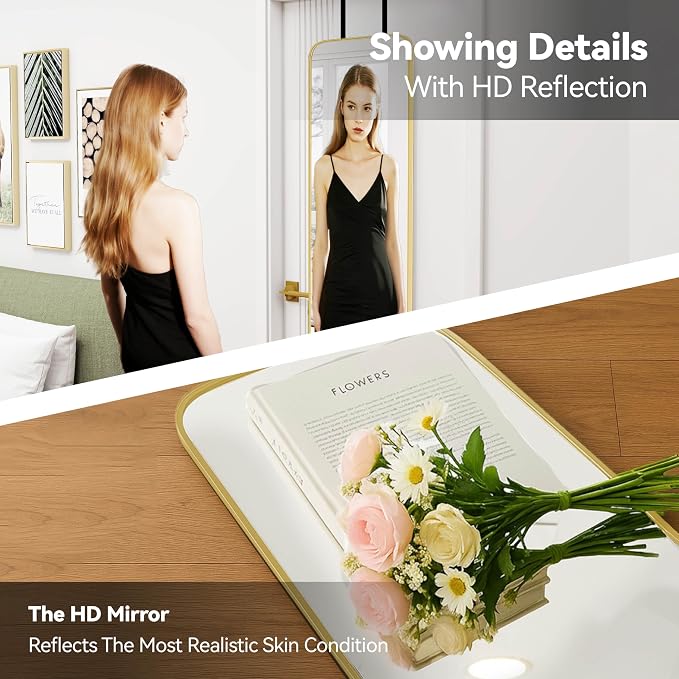 SCWF-GZ 57x16 Door Hanging Full Length Mirror, Floor Stand Wall Mounted Metal - Image 6