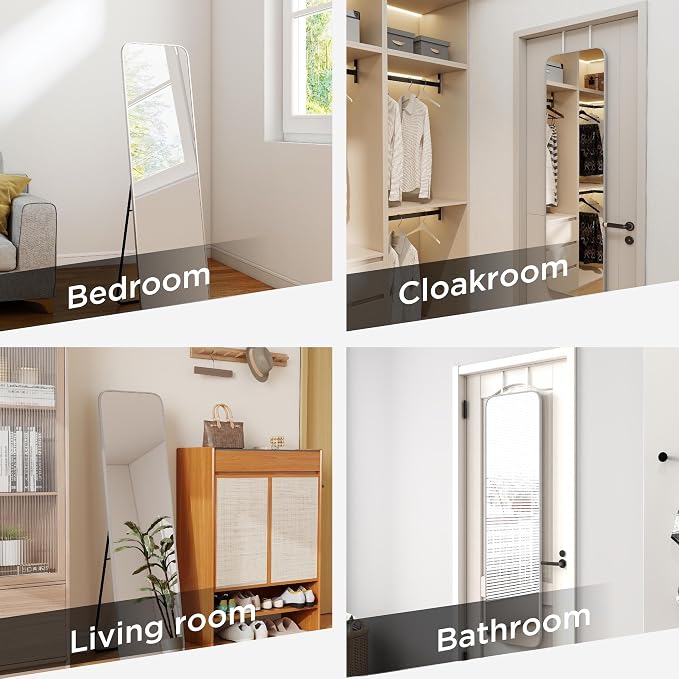 SCWF-GZ 57x16 Door Hanging Full Length Mirror, Floor Stand Wall Mounted Metal - Image 2