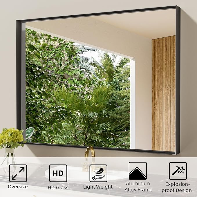 40x30 Inch Black Bathroom Mirrors - Image 8