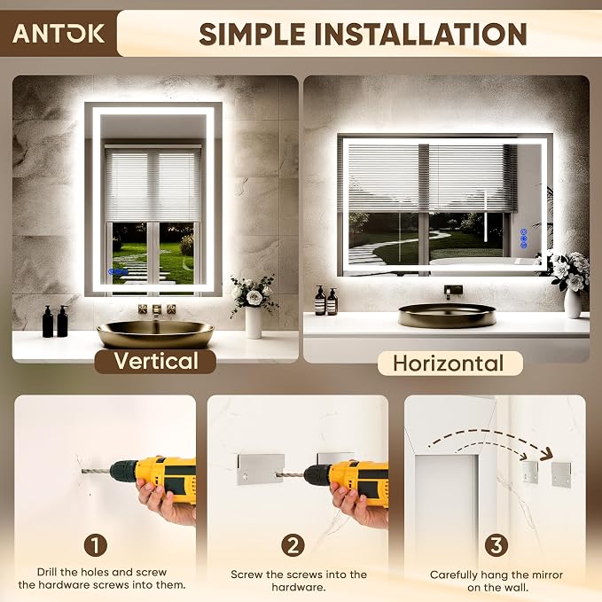 Antok 72"x 36" LED Bathroom Mirror - Image 8
