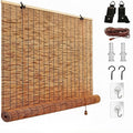 Bamboo Roller Shades for Outdoor Patio, Waterproof Sun Shades Privacy Blinds by Unknown
