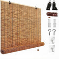 Bamboo Roller Shades for Outdoor Patio, Waterproof Sun Shades Privacy Blinds by Unknown