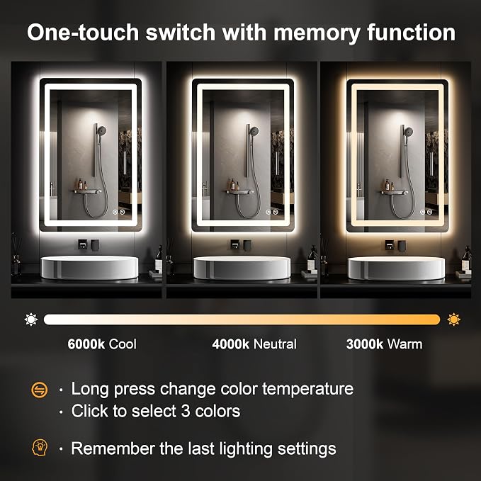 Led Mirror for Bathroom, 30x20 Bathroom Vanity Mirror for Wall - Image 3