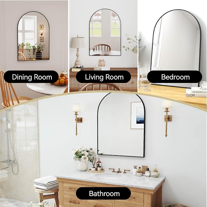 SCWF-GZ 36x24 Arch Mirror Rectangle Full Length Wall Mounted Hanging or Against - Image 2