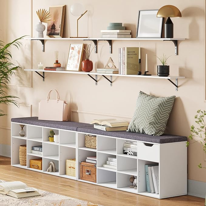 DINZI LVJ Long Wall Shelves, 47.3Inch Wall Mounted Shelves Set of 2, Extra - Image 6