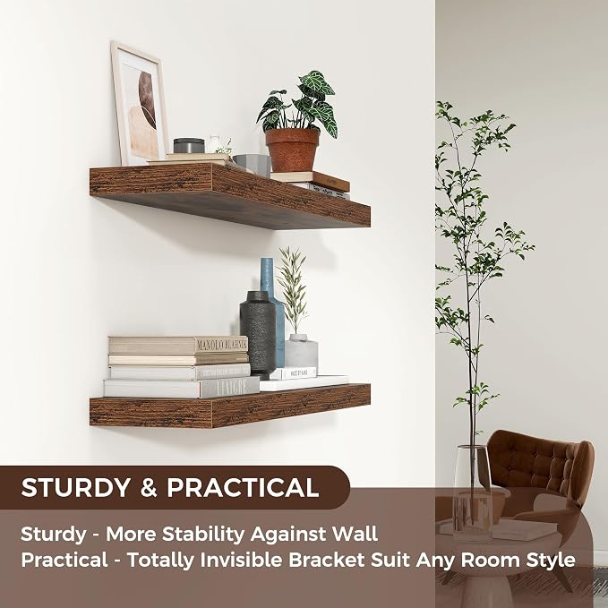Floating Shelves for Wall 24 inch Long, Engineered Wood Wall Shelves - Image 4