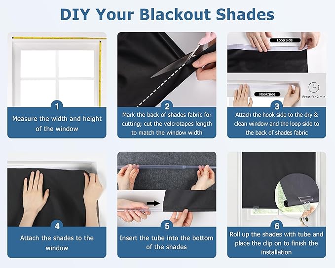 LazBlinds 100% Blackout Roller Shades, No Tools No Drill Cordless Blinds - Image 4