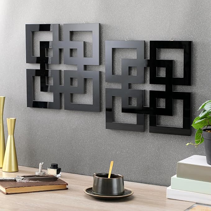 Weysat Wall Mount Home Mirror, 2 Pieces Silver Square Decorative Mirror - Image 2