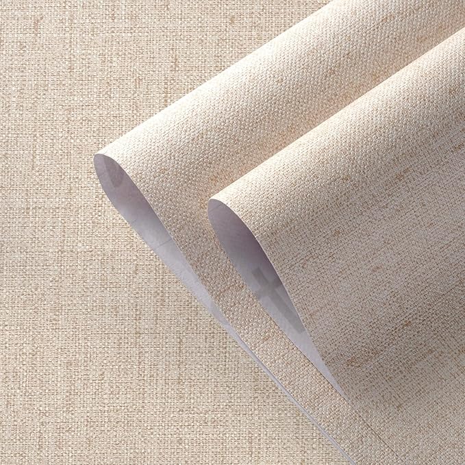 Beige Grasscloth Wallpaper Peel and Stick Textured Self Adhesive Stick on Linen - Image 3
