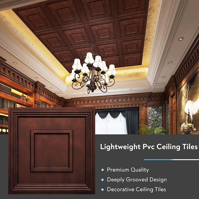 STICKGOO Glue Up Ceiling Tiles, 24x24 Inch PVC Decorative Drop Ceiling Tile - Image 4