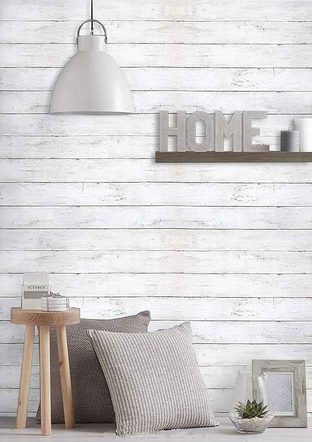 CiCiwind White Wood Peel and Stick Wallpaper 197”x17.7” Removable Self Adhesive - Image 2