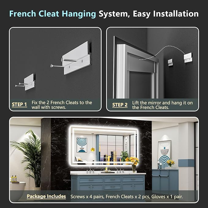 72x36 LED Bathroom Mirror with Lights, Backlit and Front Lit Anti-Fog Lighted - Image 9