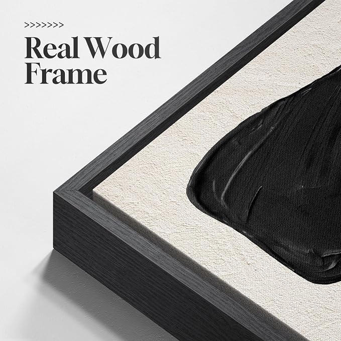 Framed Black and White Abstract Wall Art, 3 Piece Black Boho Floral Botanical - Image 5