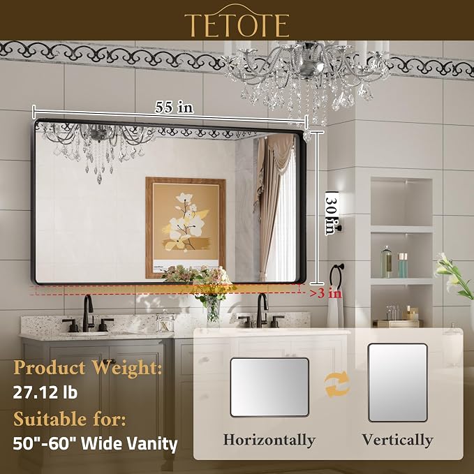 TETOTE 55 x 30 Inch Bathroom Mirror - Image 6