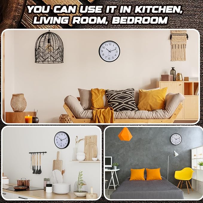 Inbagi 12 Pieces Silent Wall Clock Large 12 Inches Quartz Analog Clock Non - Image 6