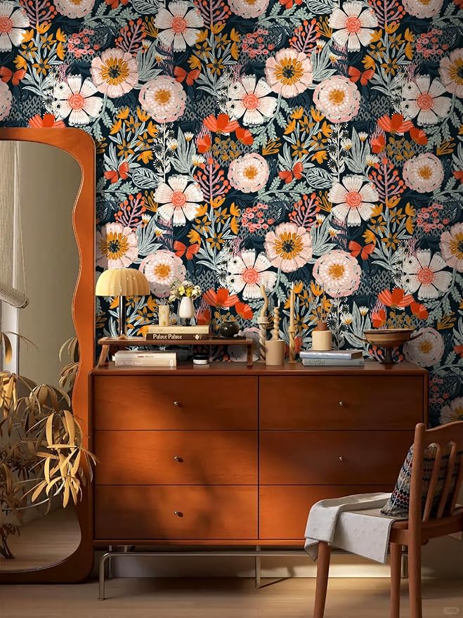 HAOKHOME Boho Peel and Stick Wallpaper Floral Wall Paper Removable - Image 3