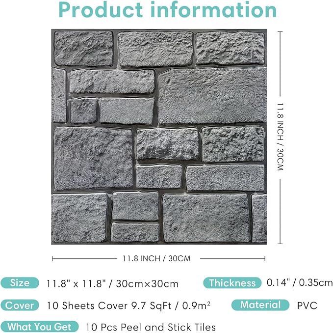 Commomy 3D Faux Stone Peel and Stick Wall Tiles - Image 6