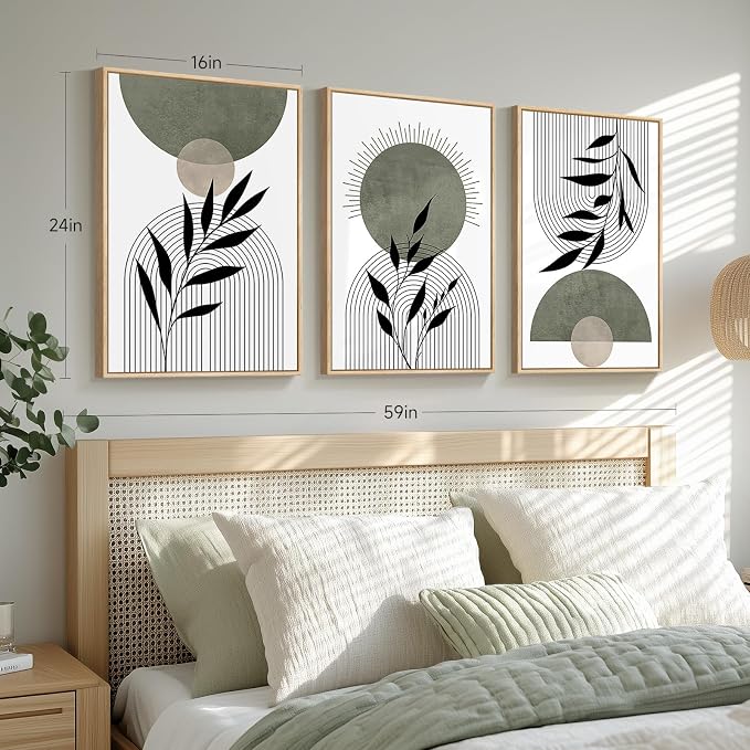 Framed Boho Sage Green Wall Art - Image 5