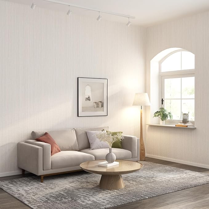 Grasscloth Peel and Stick Wallpaper 20.8"x394" Multi-Cream Thick Fabric - Image 7