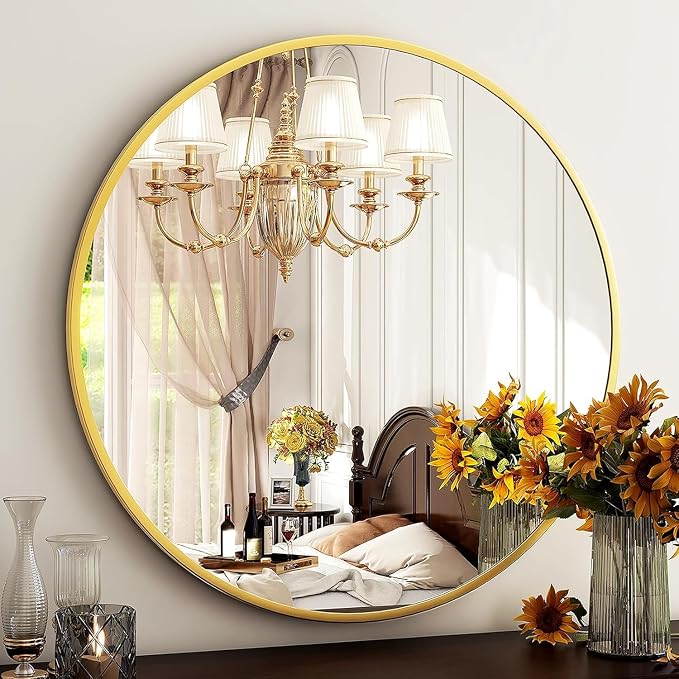 HARRITPURE Round Mirror 19.6 Gold Wall Mounted Circle Mirrors Vanity Mirror - Image 8