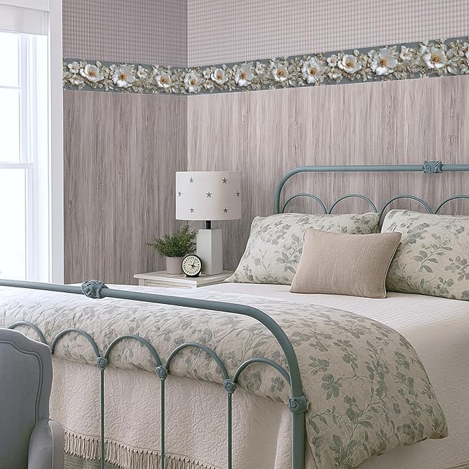 Pearl Wallpaper Border 196x4 Inch Peel and Stick Wall Border Elegant Gray White - Image 7