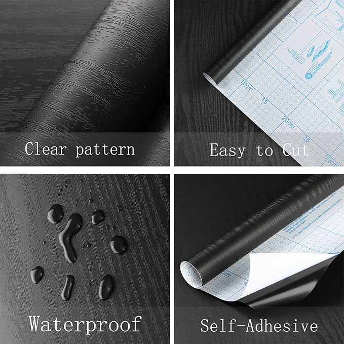 Heroad Peel and Stick Wallpaper Wood Contact Paper Wood Wallpaper Black Wood - Image 3