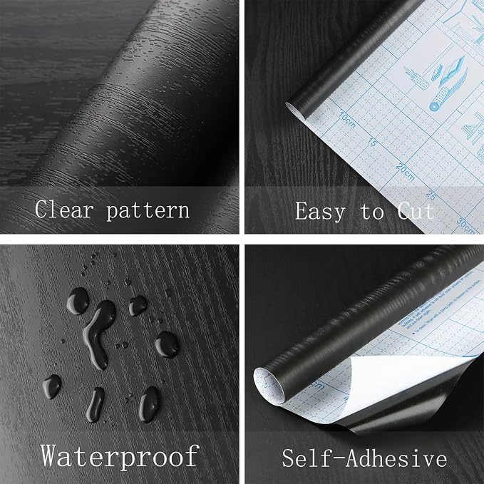 Heroad Peel and Stick Wallpaper Wood Contact Paper Wood Wallpaper Black Wood - Image 3