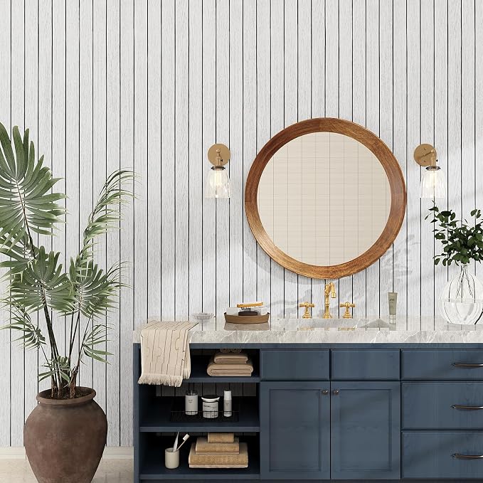 VEELIKE Whitewashed Wood Slat Wall Panels Peel and Stick Wood Wall Panel - Image 6