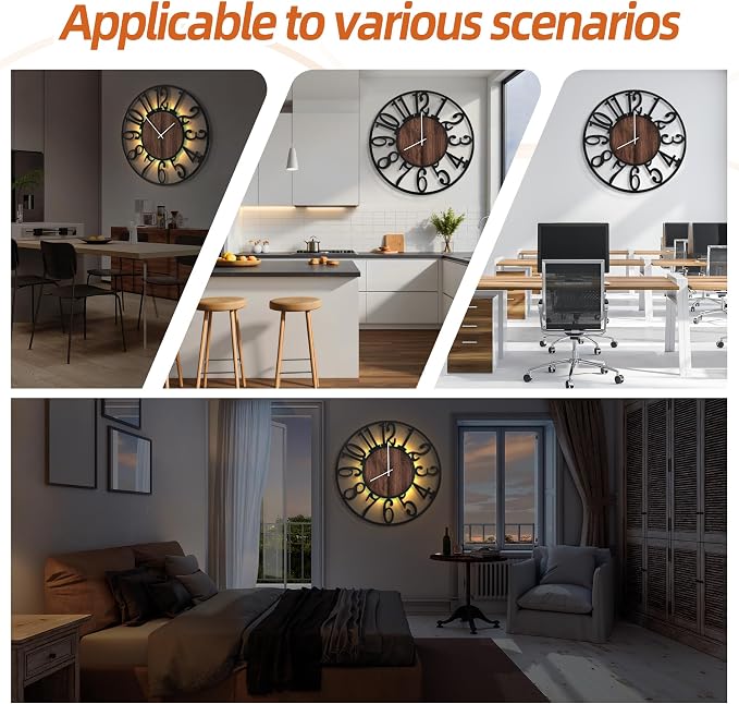 LEIKE Large Wall Clocks with Night Light Battery Operated, Silent Non Ticking - Image 6