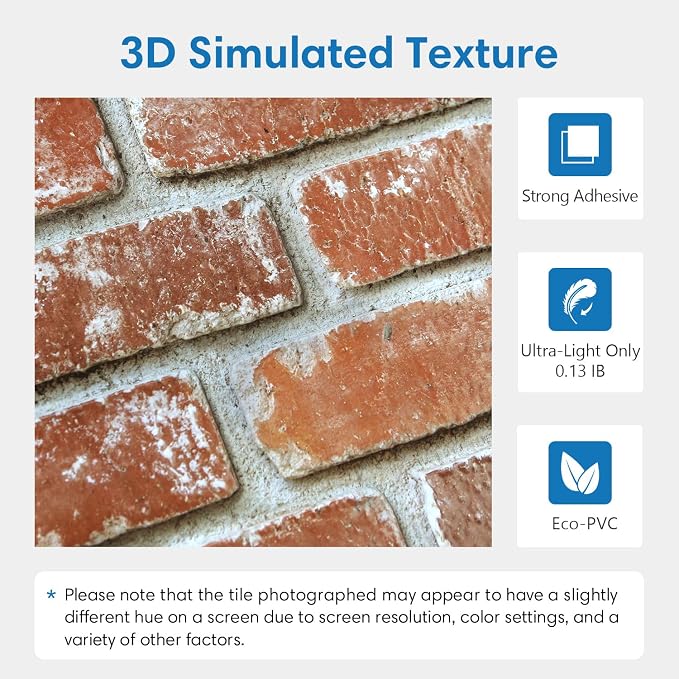 COMSTICKC 3D Faux Brick Wall Panels Peel and Stick, Small Brick Size, Thin PVC - Image 3
