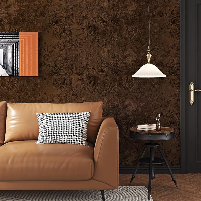 Wallercity Deep Brown Self Adhesive Velvet Wallpaper Peel and Stick Soft Touch - Image 8