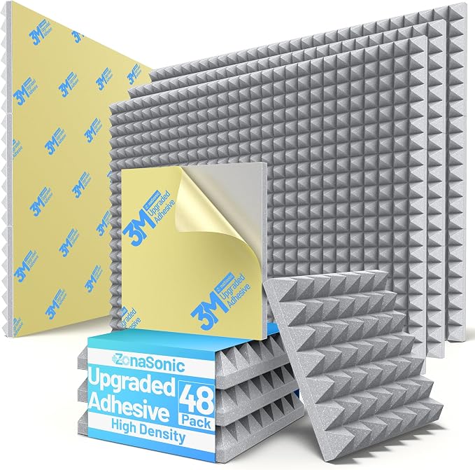 48 Pack Pyramid Sound Proof Foam Panels by Unknown