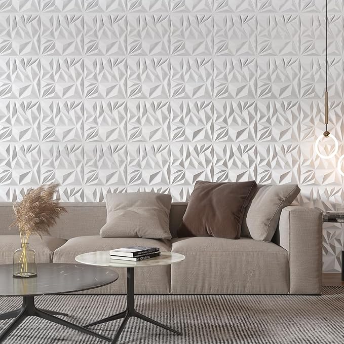 Art3d 50-Pack 3D Wall Panels for Interior Wall Decor, Modern Diamond Textured - Image 2