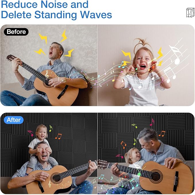 12 Pack Acoustic Panels Self-Adhesive, Acoustic Foam Wedges High Density - Image 4