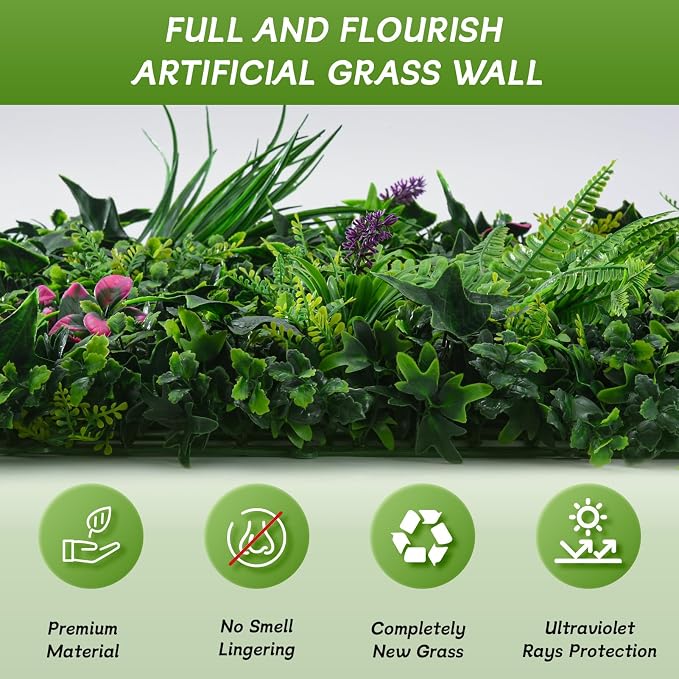 fanado Grass Wall Panels 20"x20", Artificial Hedge Greenery Wall Backdrop - Image 5