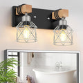FadimiKoo Farmhouse Bathroom Light Fixtures, Rustic 2-Light Wood Vanity Lights by FadimiKoo